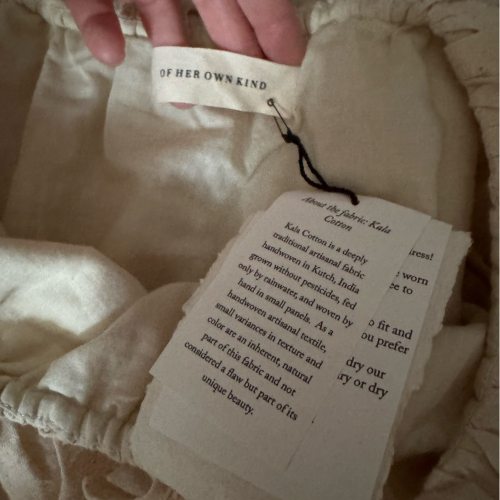 Of Her Own Kind Adeline Dress in Cream Organic Kala Cotton Sz S NWT - Picture 7 of 7